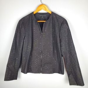 Layfayette 148 Black Sequenced Lightweight Jacket, Size 14